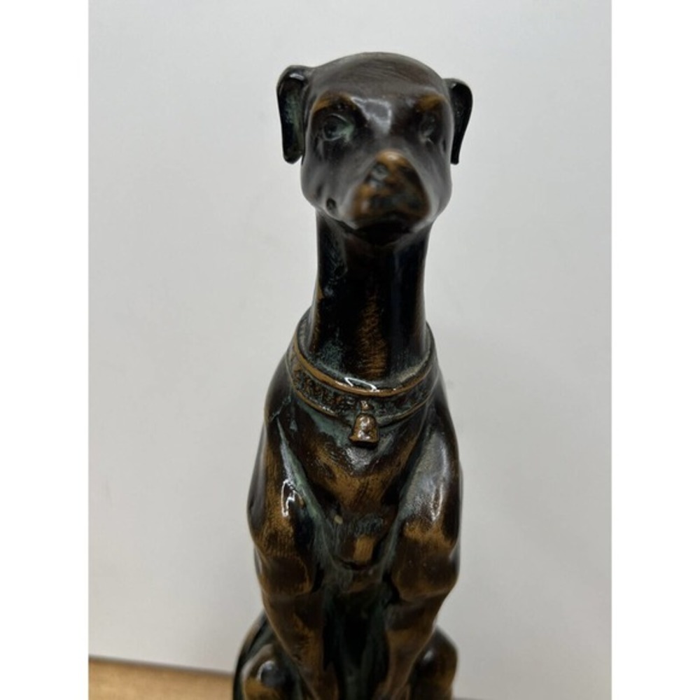Vintage Bronze Metal Greyhound Whippet Dog Statue Seated Art Deco Saluki Figure - Picture 4 of 14